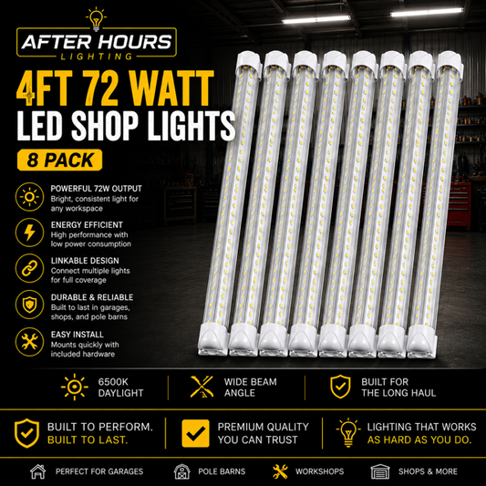 8 Pack of 4ft 72 Watt LED Lights